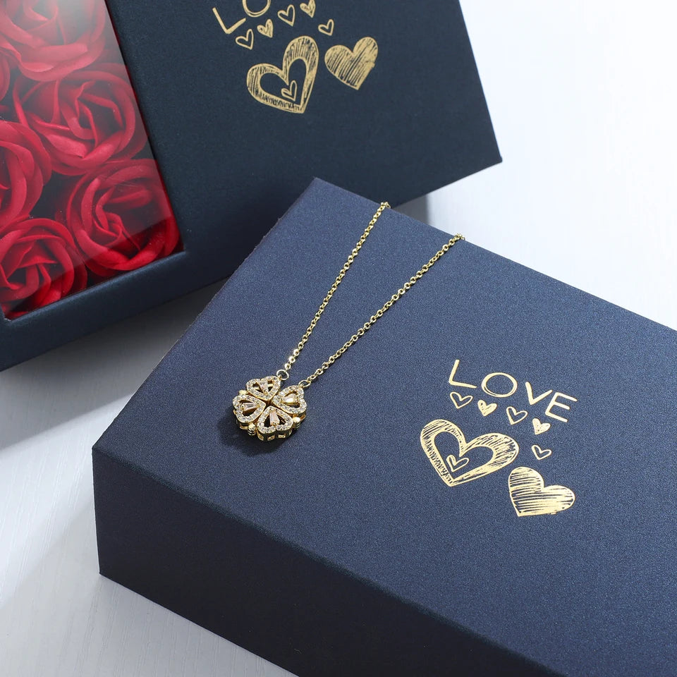 Coffret Cadeau Saint-Valentin - Collier Élégant et Roses Rouges