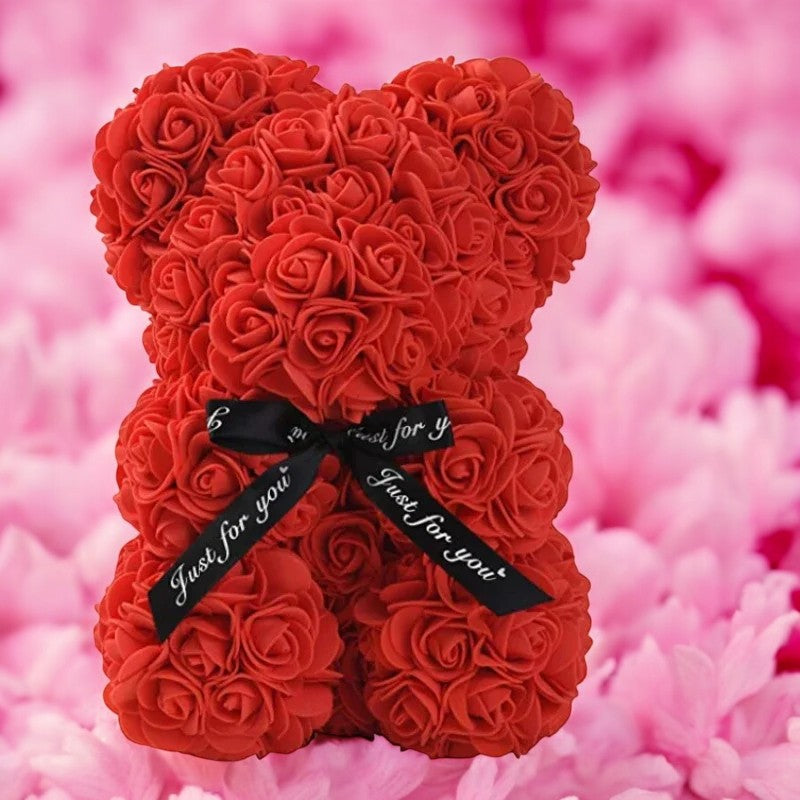 Teddy Love en Roses Éternelles - Cadeau Romantique pour la Saint-Valentin